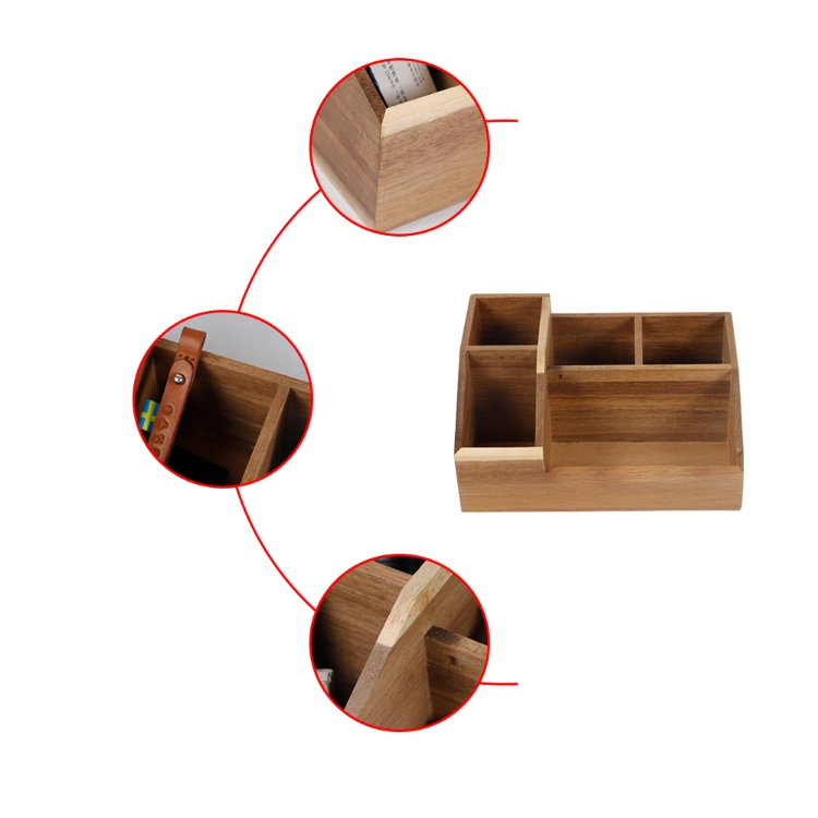 Wooden Box Storage Office Supply Wood Desk Organizer for Desk