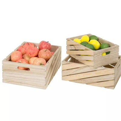 Wood Crates for Storage Display Rustic Nesting Box Basket Home Decoration Boxes