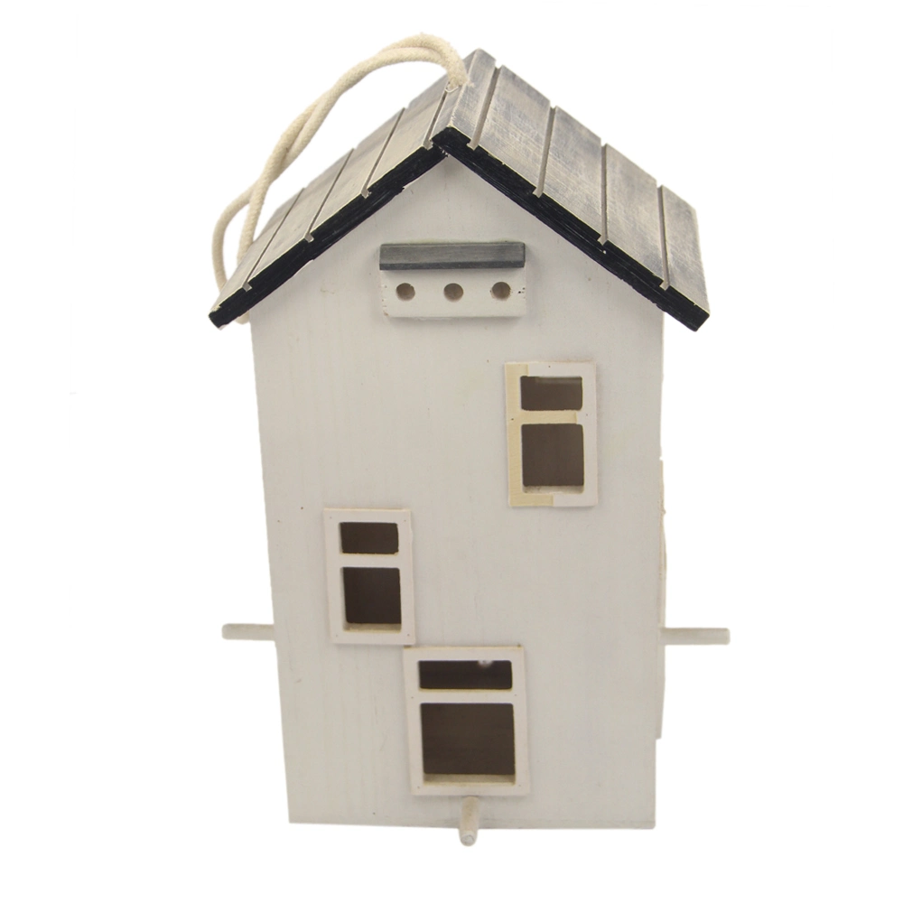 White Wooden Bird House for Hanging