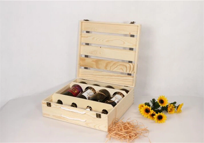 Unfinished Wooden Packaging Crate for Fruit, Wine