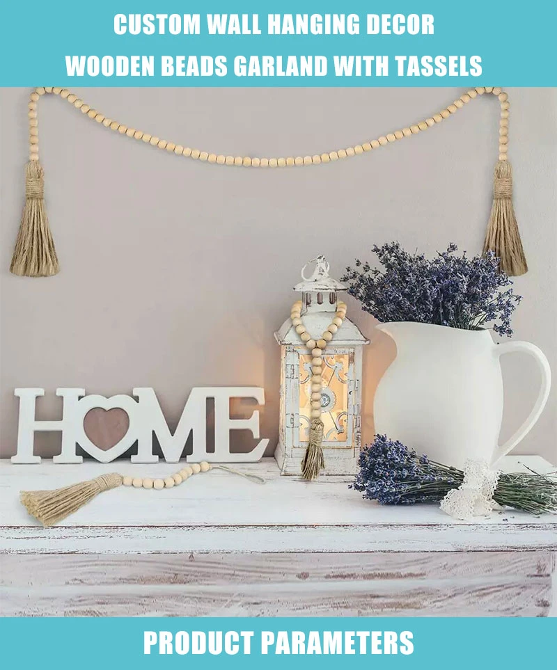 DIY Creative Hand String Wooden Bead Tassel String 6 Piece Set Hemp Rope Tassel Home Decoration Pendant