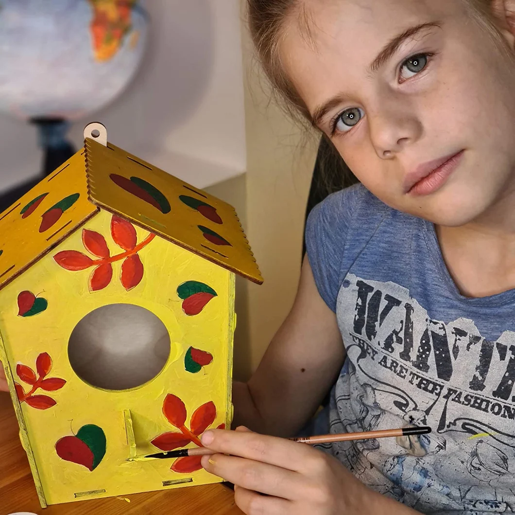 Wood Birdhouse for Children to Build and Paint 3D Wooden Puzzle Kits