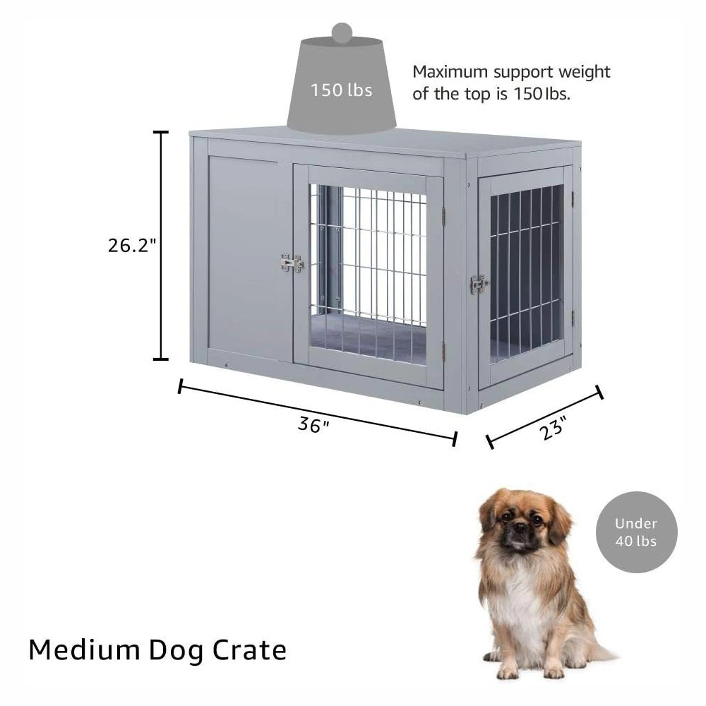Wooden Furniture Style Table Pet House Dog Kennel Cage Crate with Cushion