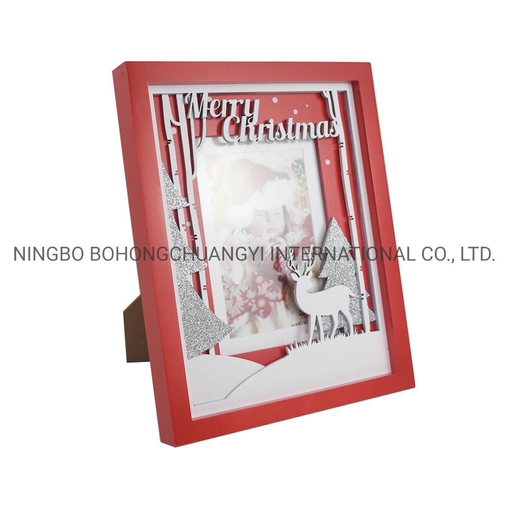 Wholesale Happy Christmas Decorative Solid Picture Frame Solid Wood Frame Wooden Photo Frame for Christmas Decoration