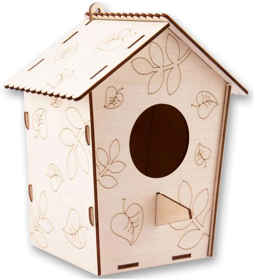 Wood Birdhouse for Children to Build and Paint 3D Wooden Puzzle Kits