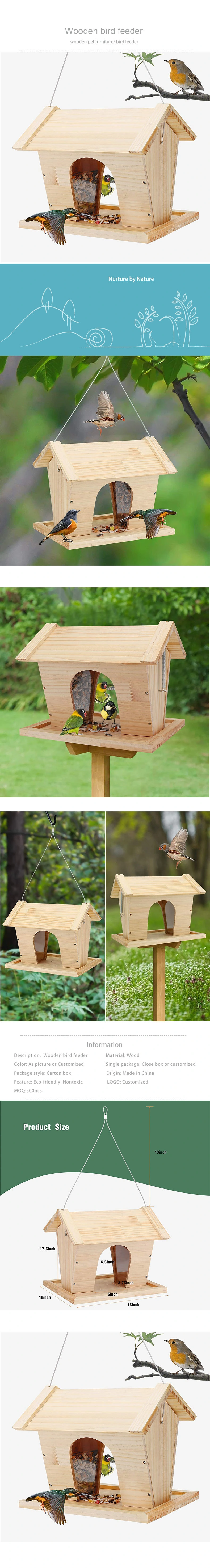 Garden Decoration Indoor and Outdoor Bird Feeder Wooden Hanging Birdhouse