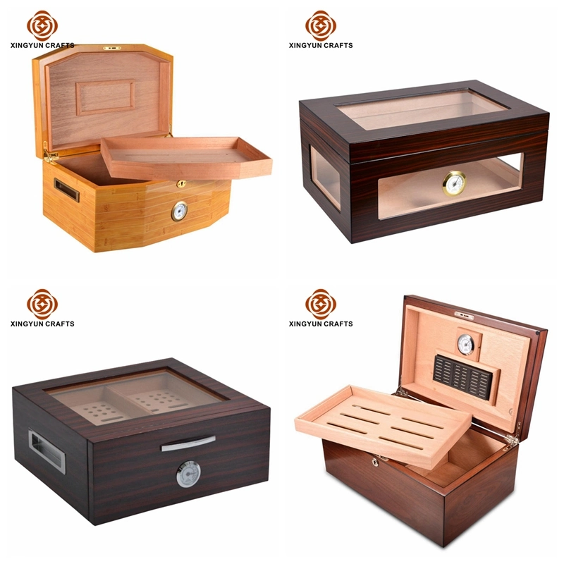Personalized Luxury Brown Leather Wooden Cigar Package Box Luxury Humidor Cigar Wine Storage Box
