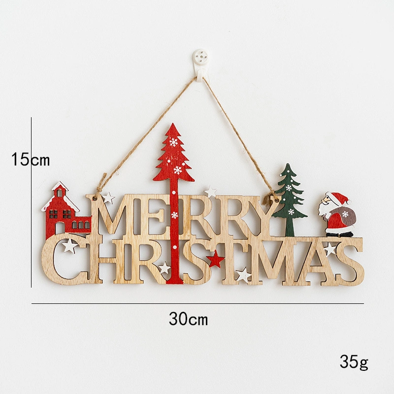 Christmas Wooden English Letter Card Christmas Tree Letter Card Pendant Old Man Elk Letter Card Christmas Decorations