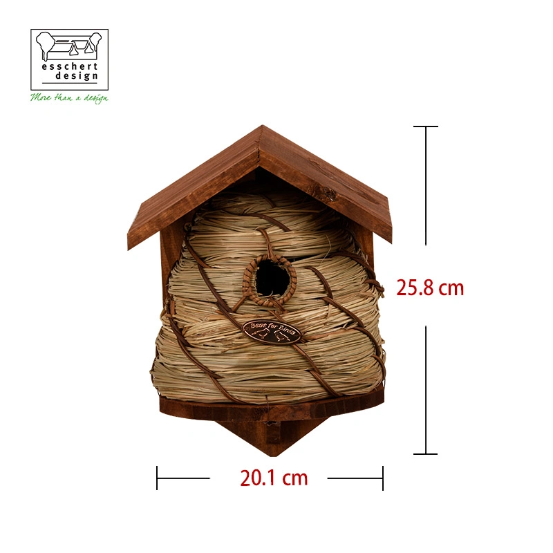 NKBH Esschert Design Beehive Birdhouse Wooden Insect House Hanging Insect Hotel for Bee Wood House