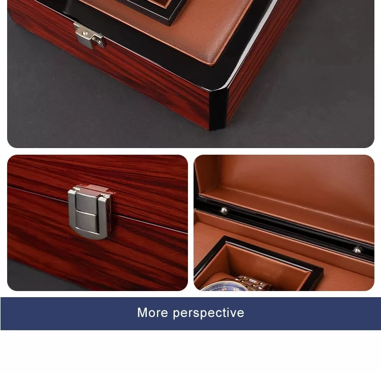 Luxury Custom Logo Popular Wooden Watch Mens Packaging Case PU Leather Storage Gift Watch Box in Stock Manufacturer
