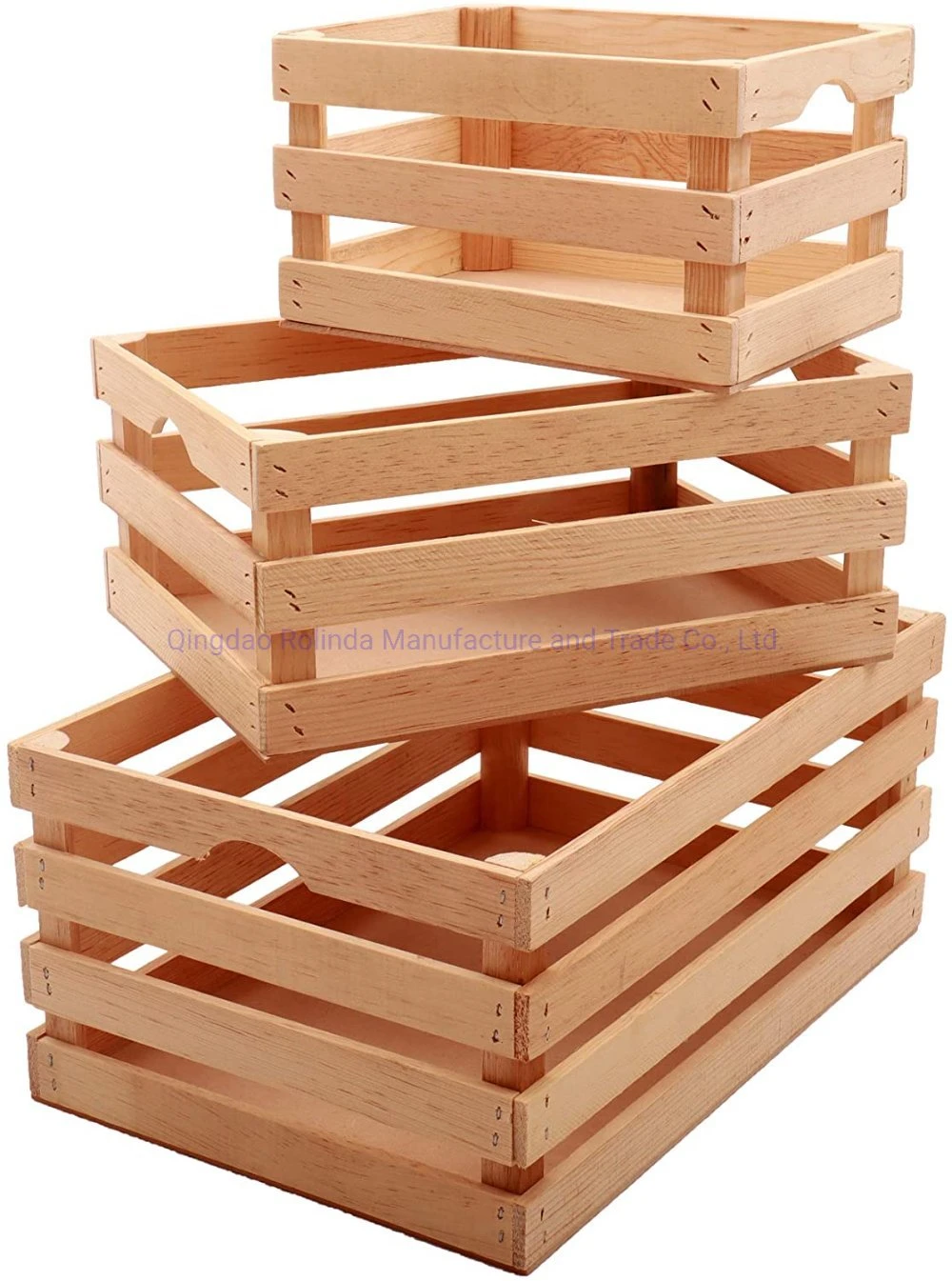 Burnt Wood Dark Brown Nesting Crate Riser Stands Rope Handle Handmade Plain Lath Vintage Decorate Storage Wooden Crate