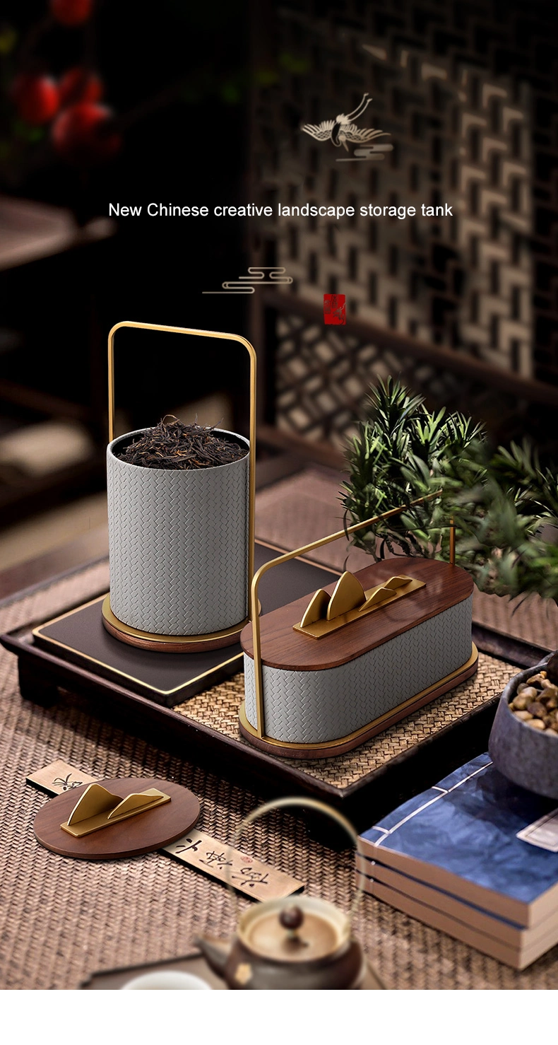 Chinese Tea Canister Creative Micro Landscape Restaurant Ornament Vintage Storage Wooden Boxes