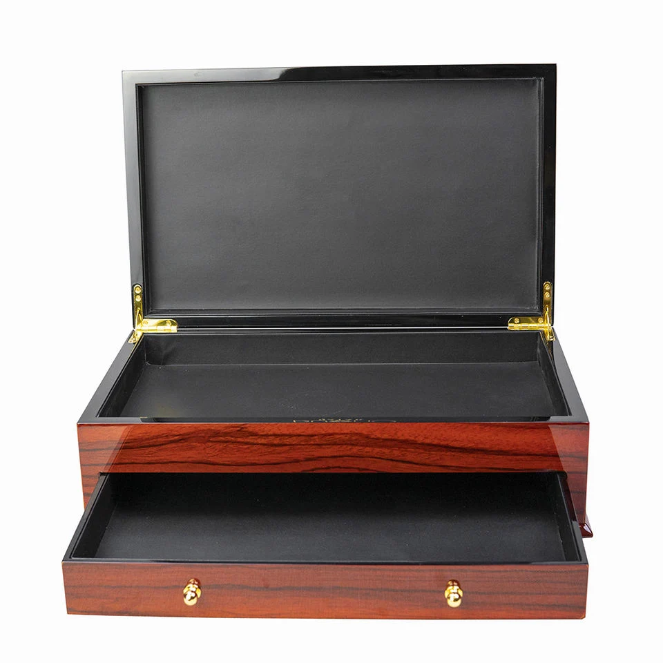Sawtru Glossy Red Wood Grain Deluxe Decorated Wood Box for Packaging Attar Essential Oil Jewelry Gift