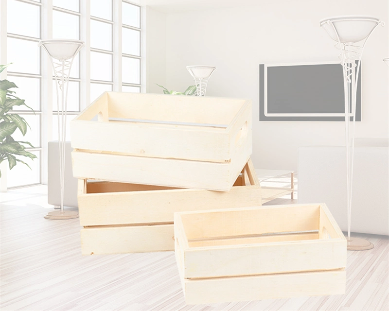 Wood Crates with Handles Wooden Nesting Serving Trays