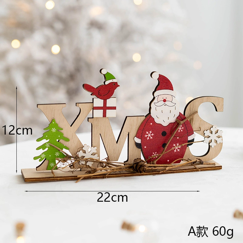 Christmas Wooden English Letter Card Christmas Tree Letter Card Pendant Old Man Elk Letter Card Christmas Decorations