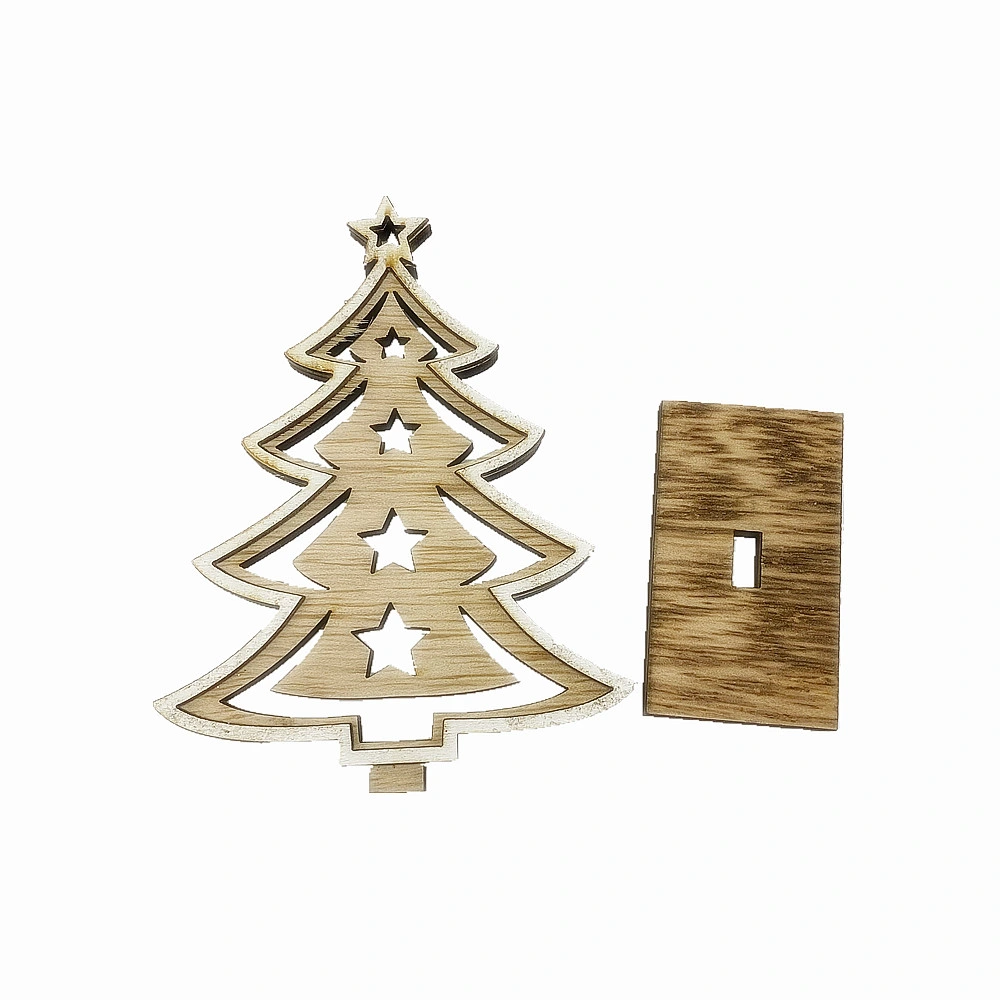 Hollowed-out Christmas Tree Shaped Wooden Decorations