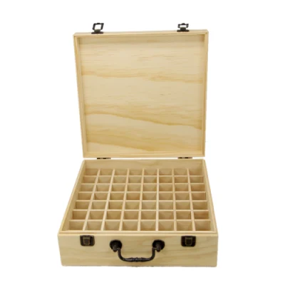 Hot Sell 64 Slots Essential Oil Organizer Custom Wooden Storage Boxes