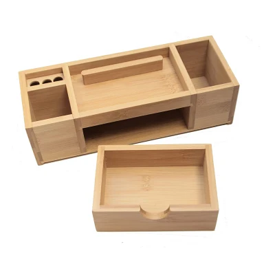 Bamboo Wood Desk Organizer with File Organizer for Office Supplies Storage
